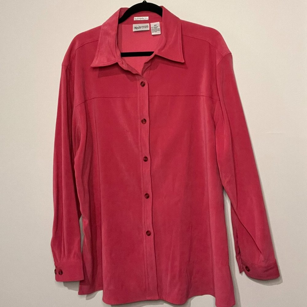 Apparenza Hot Pink Stretch Button Down